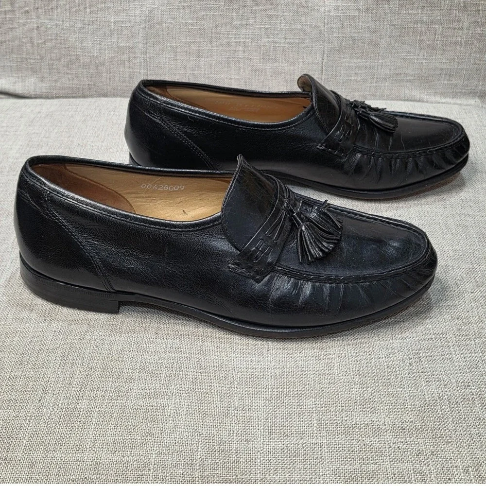 Bostonian Mens Black Leather Tassel Loafers Made in USA Dress Shoes 00628009